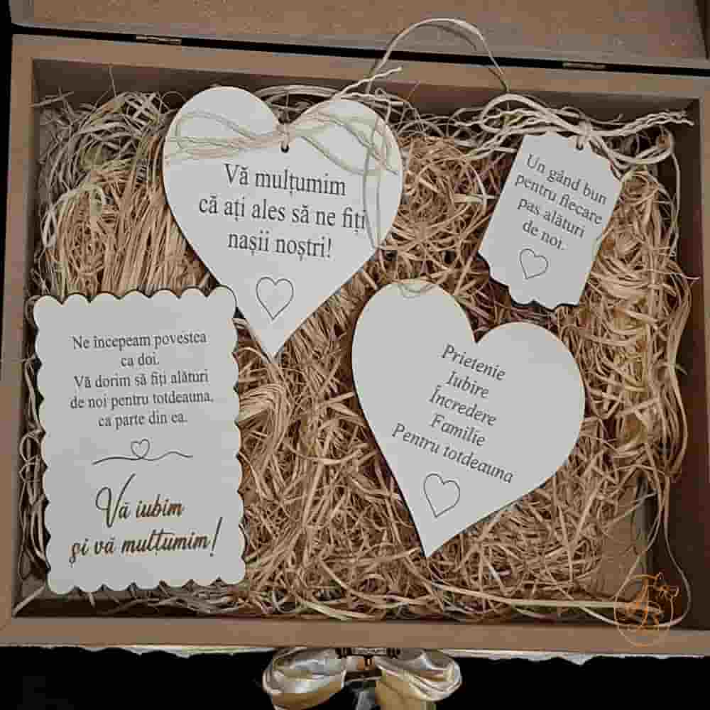 Cutie natur, cadou de multumire pentru nasi, cu placute gravate - imagine 6