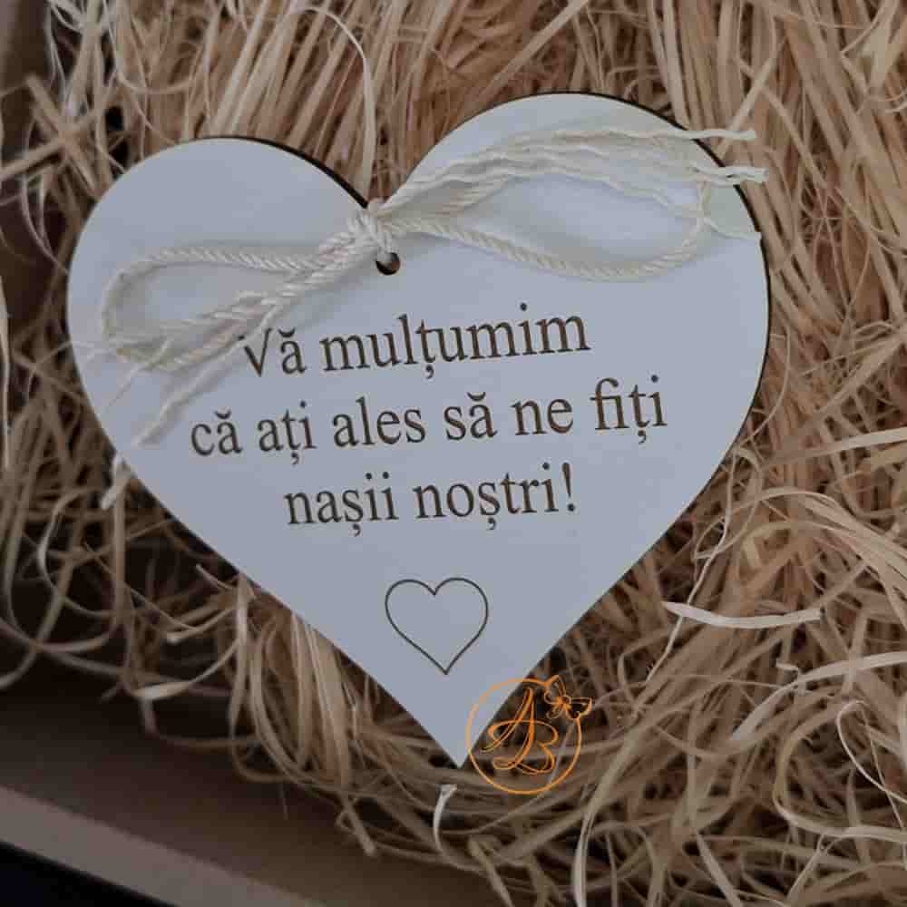 Cutie natur, cadou de multumire pentru nasi, cu placute gravate - imagine 9
