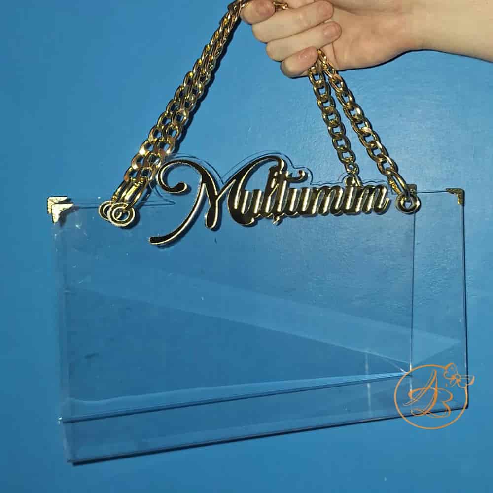 Poseta, geanta medie cu MULTUMIM din plexiglass transparent - imagine 2