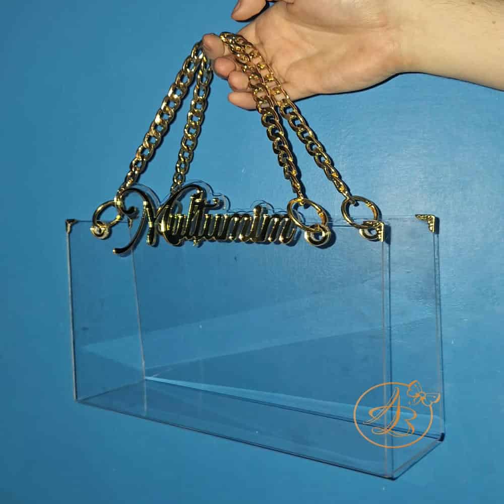 Poseta, geanta medie cu MULTUMIM din plexiglass transparent - imagine 3