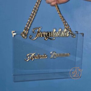 Poseta, geanta medie cu INEGALABILA din plexiglass transparent