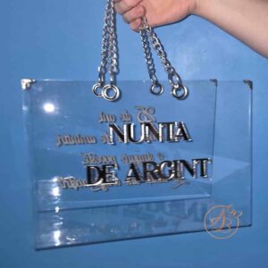 Poseta, geanta mare din plexiglass transparent NUNTA DE ARGINT
