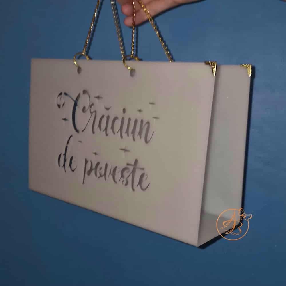 Poseta, geanta medie plexiglass alb Craciun de poveste - imagine 3