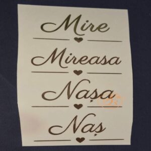 Set stickere pentru pahare miri si nasi, cu inimioara