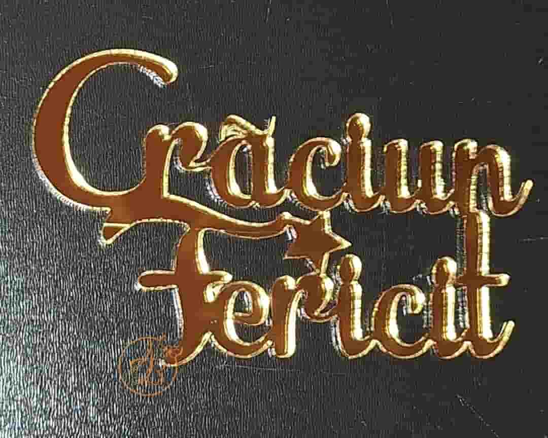 Decor topper tort oglinda aurie Craciun fericit - imagine 2